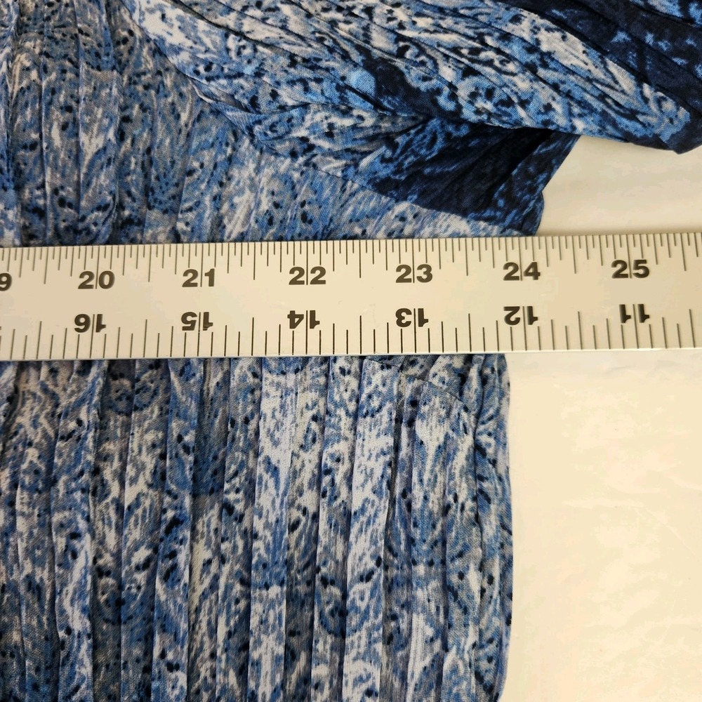 Catherines Womens Accordion Pleat Tunic Size 2X Blue Print Flare Sleeve Boho Top - Picture 15 of 16